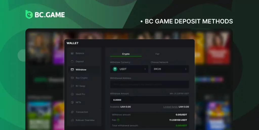 BC game different methods of Withdrawal Methods