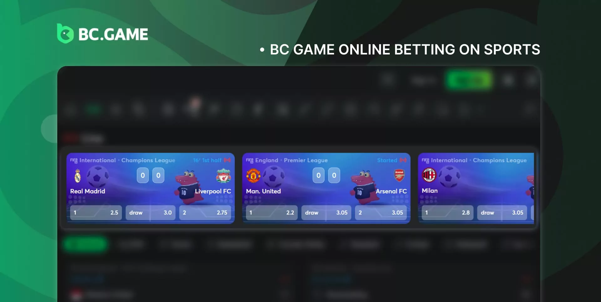 Betting on sports on BC Game's online platform